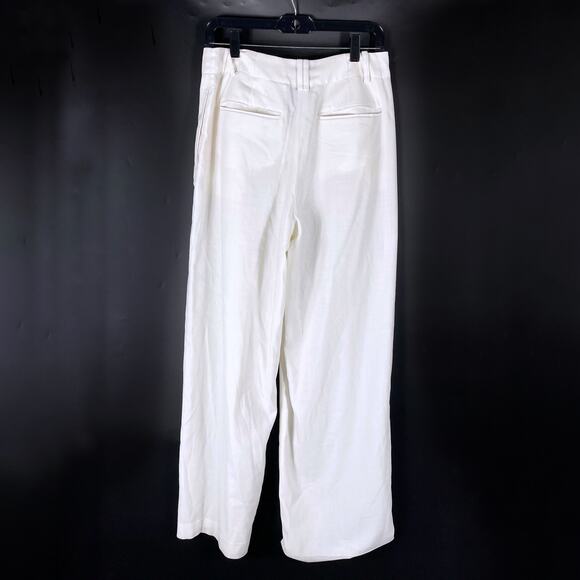 LVIR Wool Two-Tucked Trousers Pants White Pleated High Rise Wide Leg Sz M - Picture 10 of 12